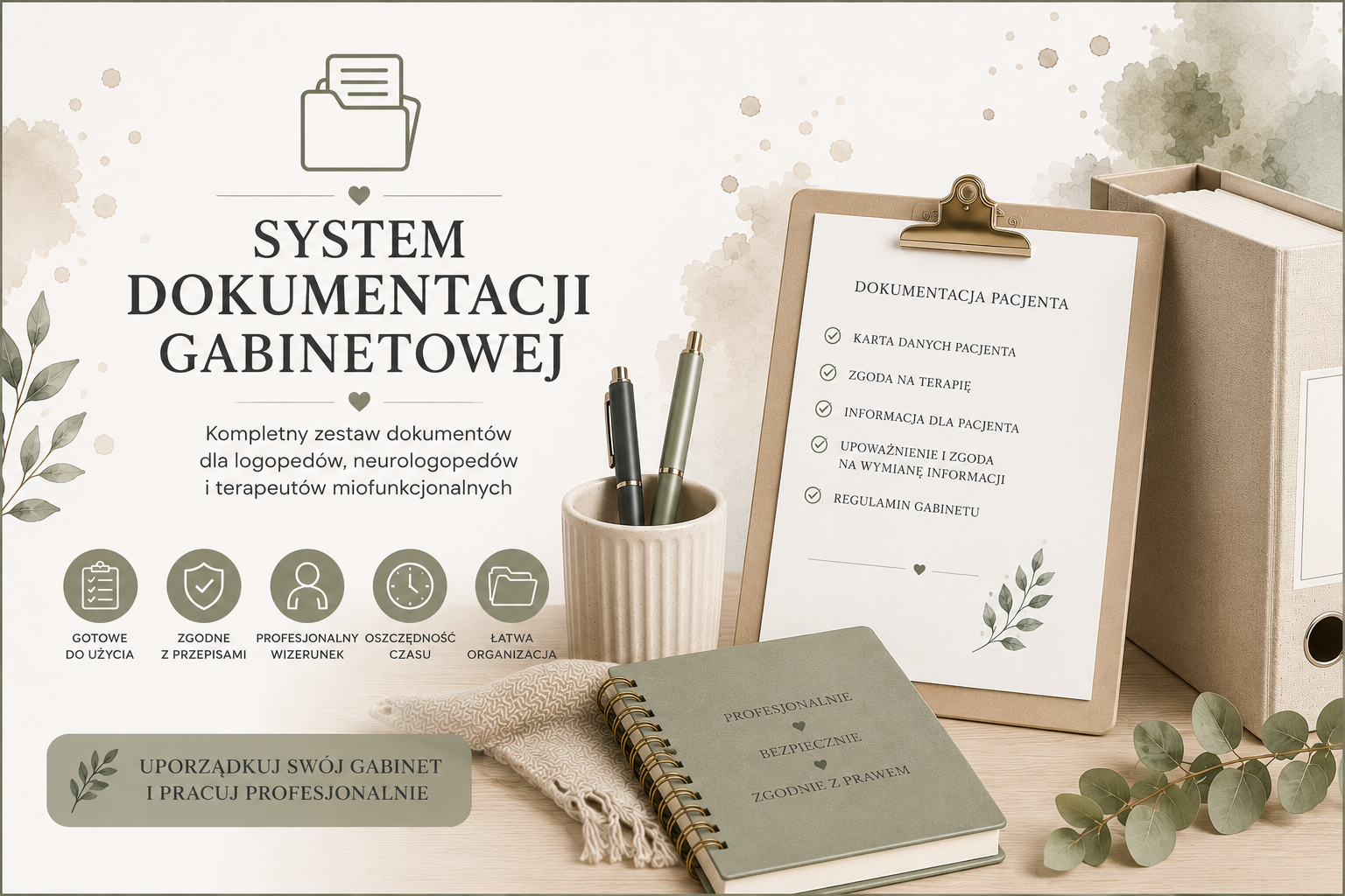 Kompletny zestaw profesjonalnej dokumentacji dla logopedów, neurologopedów i terapeutów miofunkcjonalnych